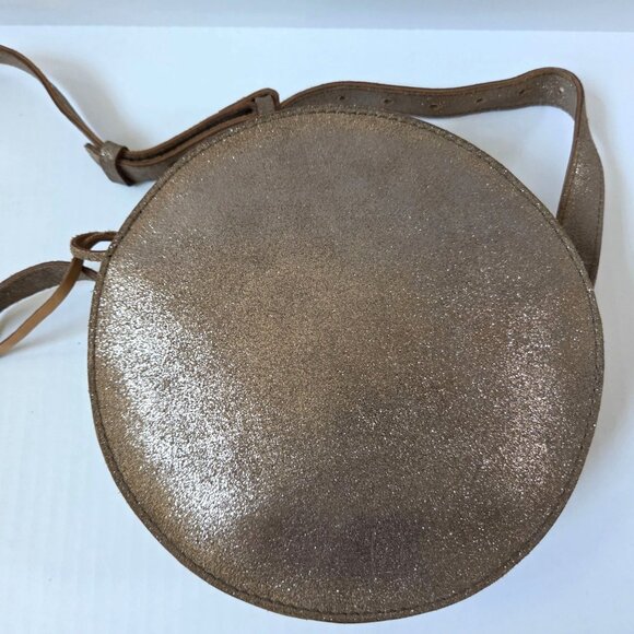 Madewell Purse Metallic Sand Simple Circle Crossbody Bag Preppy Party - Picture 3 of 14
